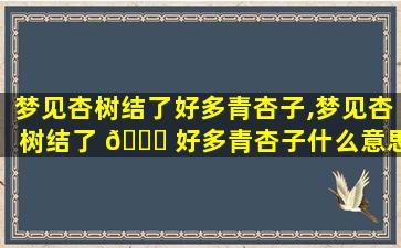 梦见杏树结了好多青杏子,梦见杏树结了 🐟 好多青杏子什么意思